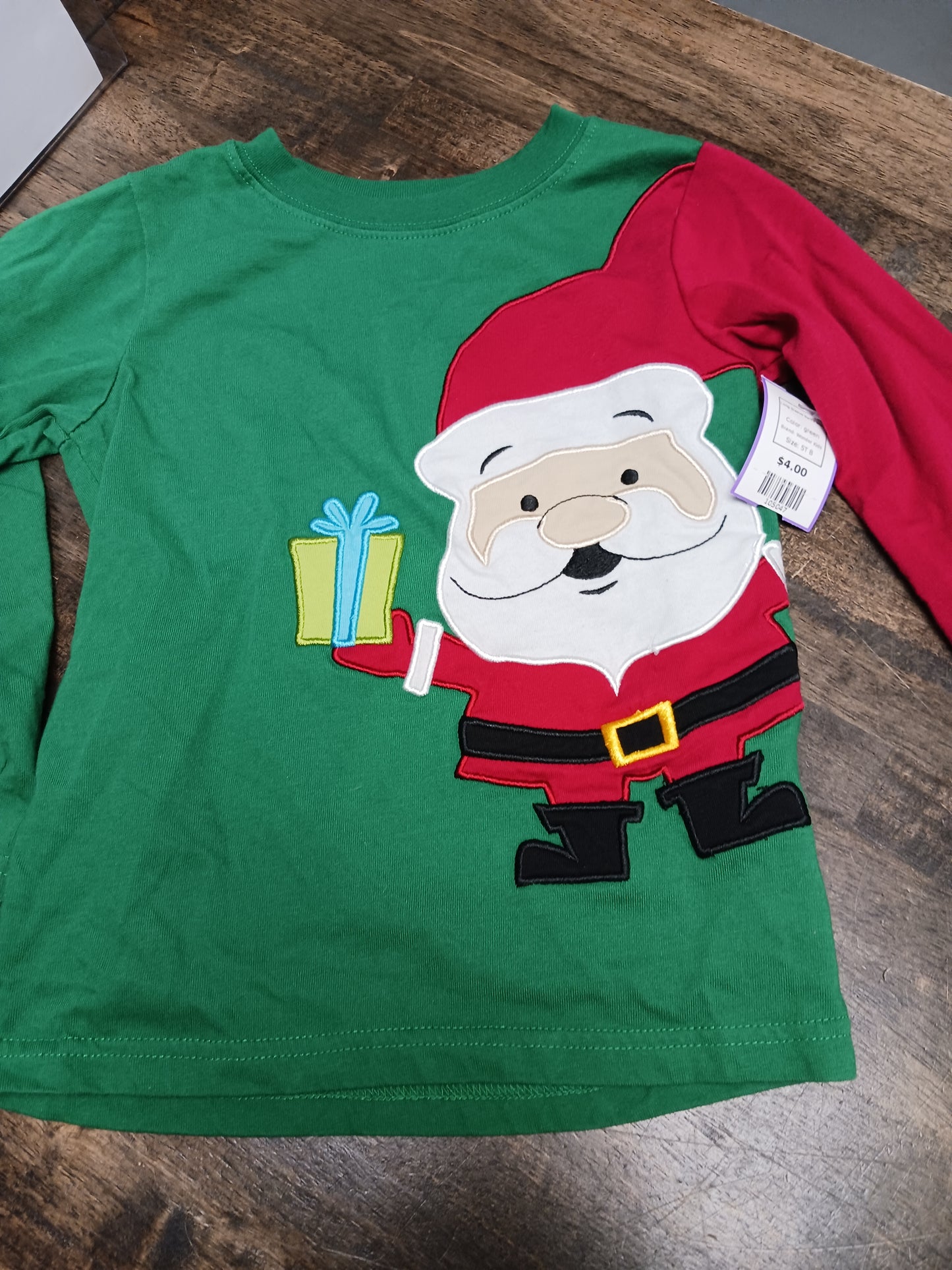 green Wonder Kids Long Sleeve Santa Shirt, 5T B