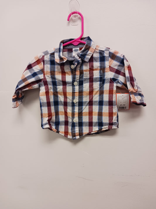 white/blue/burgandy Old Navy Long Sleeve Button Down, 3-6M B