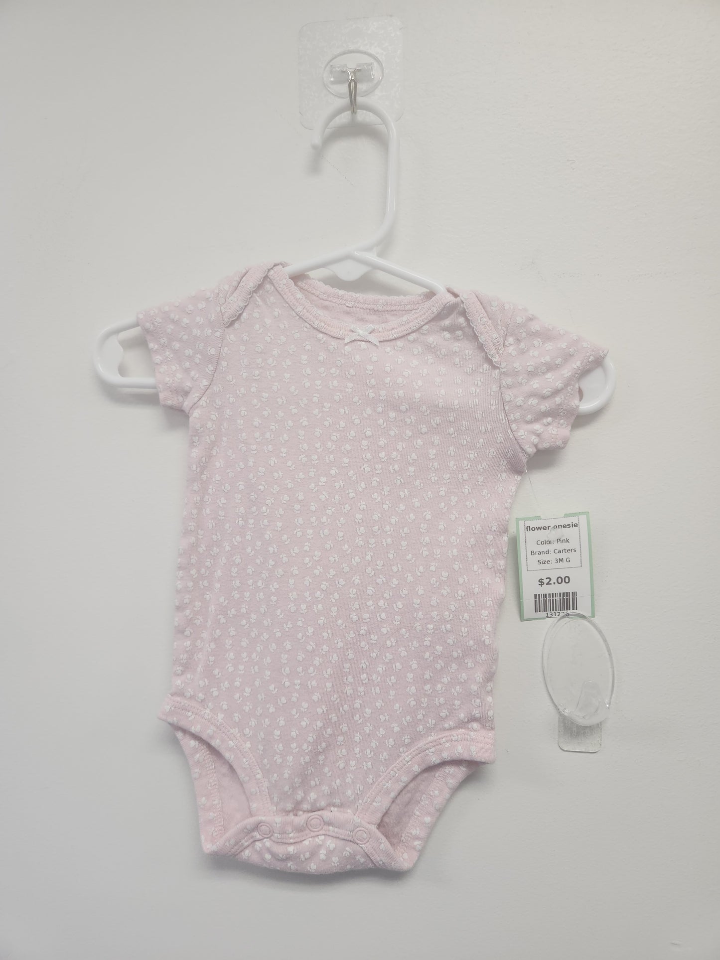 Pink Carters flower onesie, 3M G