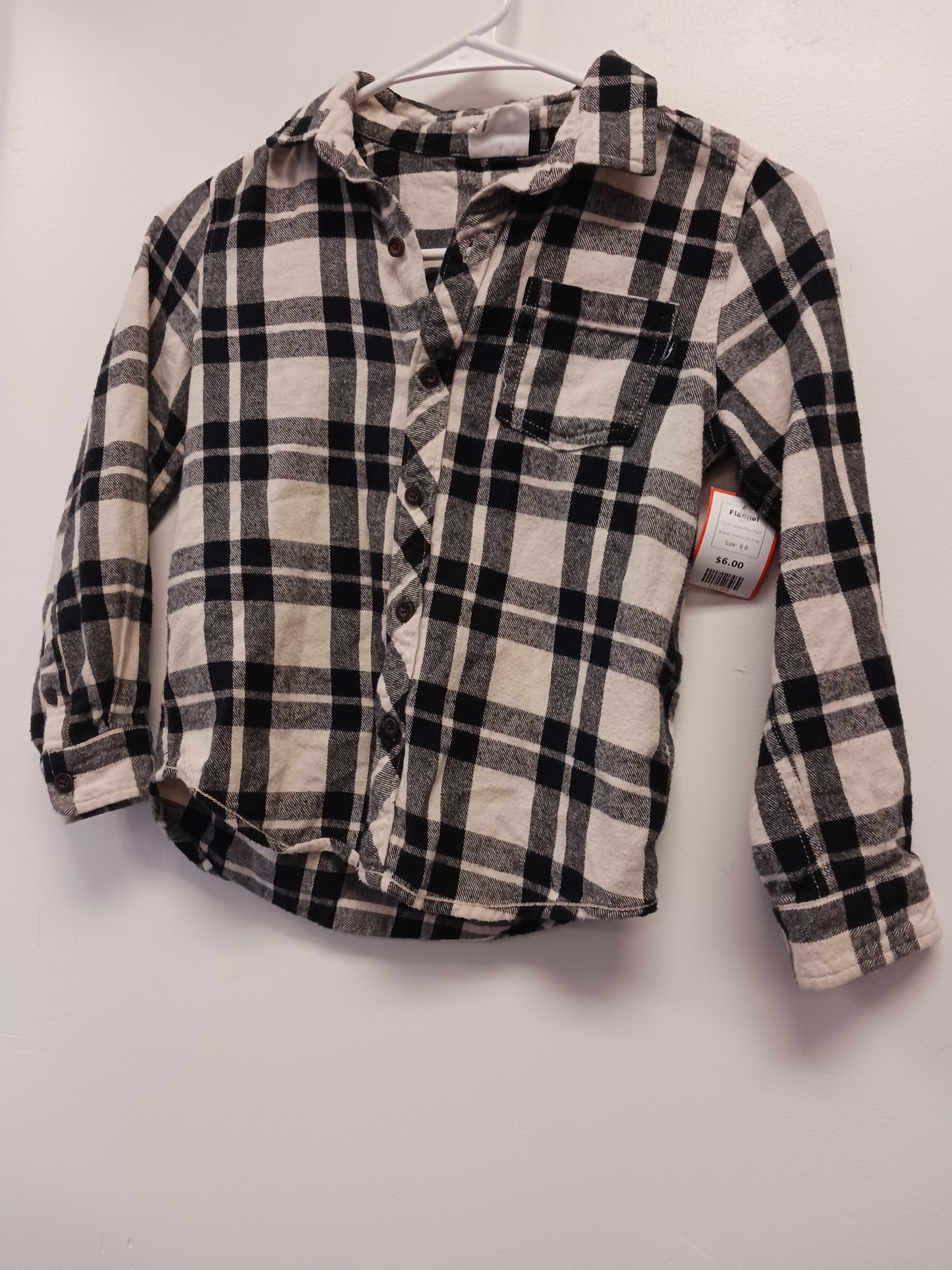White/Grey Plaid Cotton On Kids Flannel, 8 B