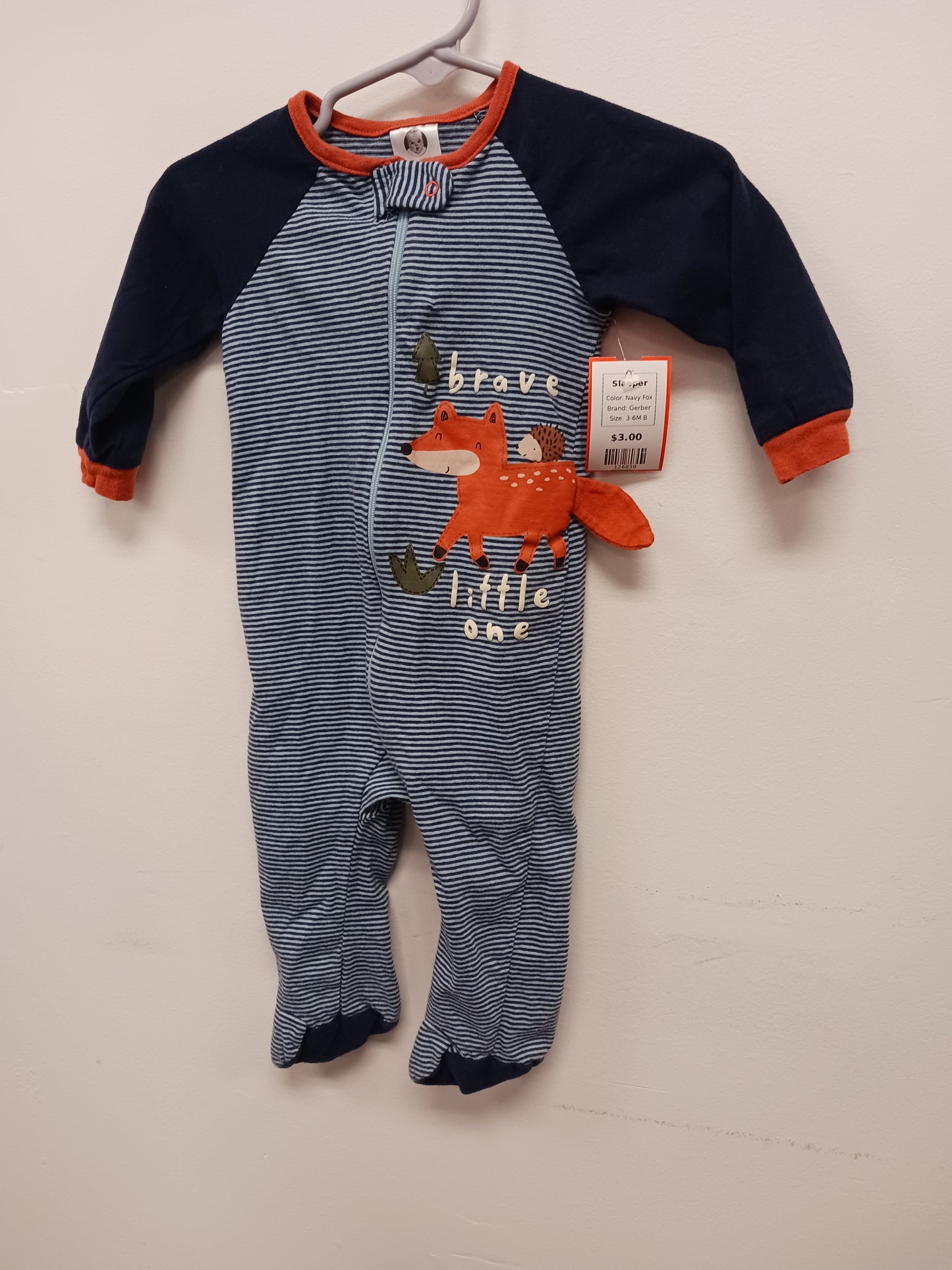 Navy Fox Gerber Sleeper, 3-6M B