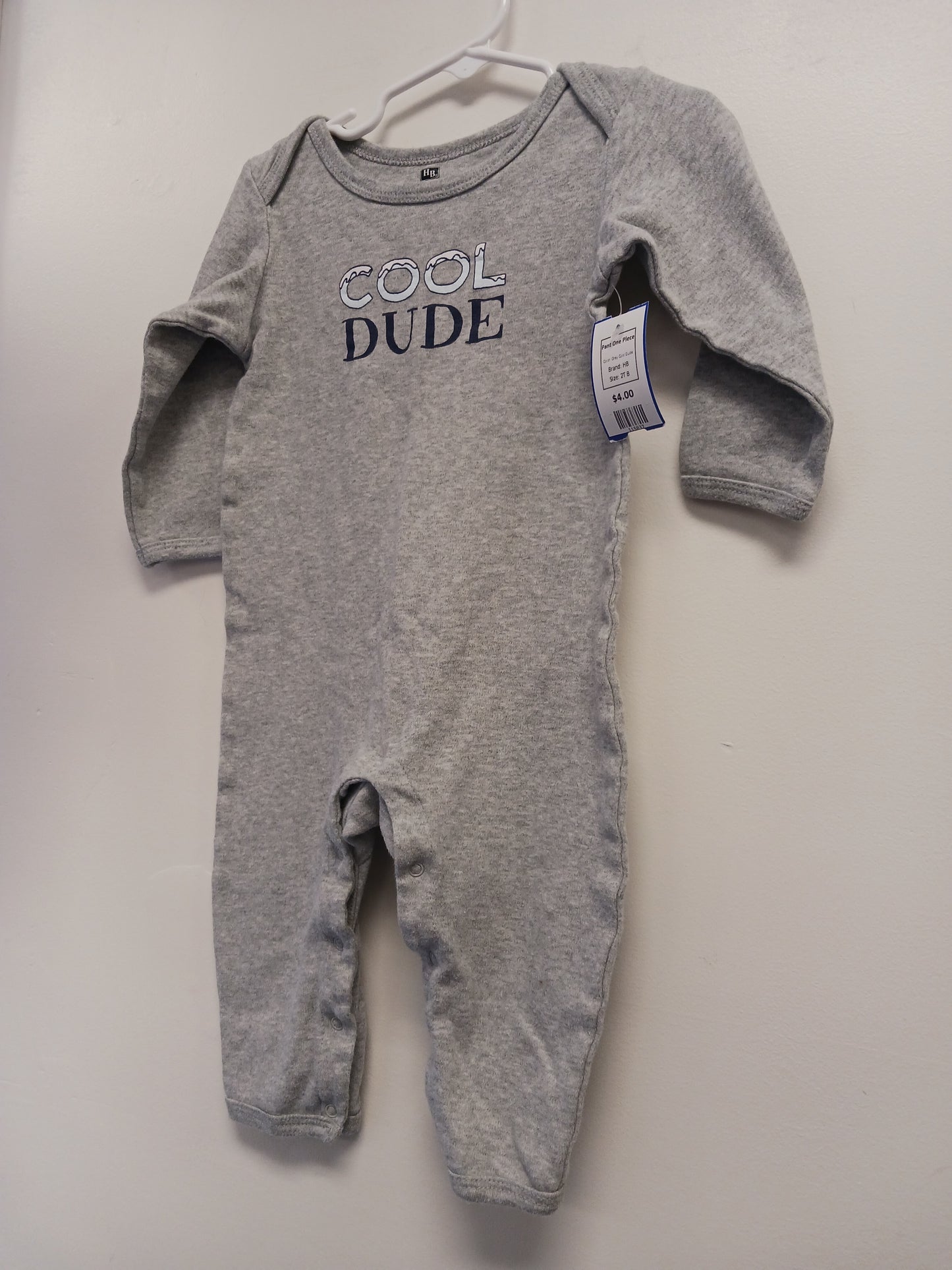 Grey Cool Dude HB Pant One Piece, 2T B