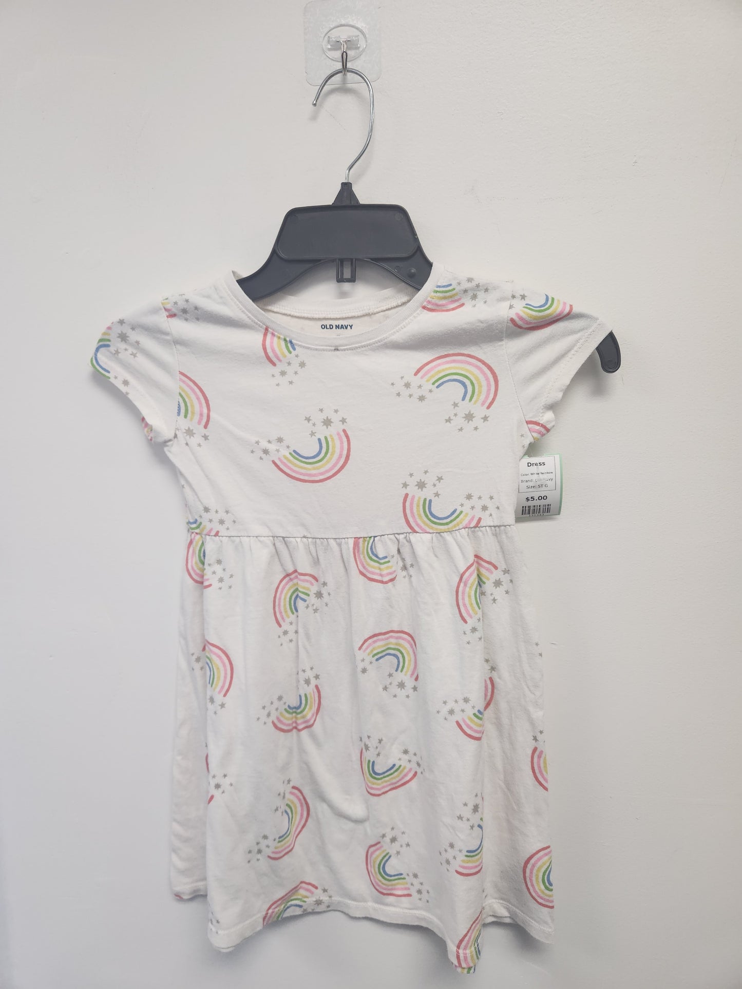 White/Rainbow Old Navy Dress, 5T G