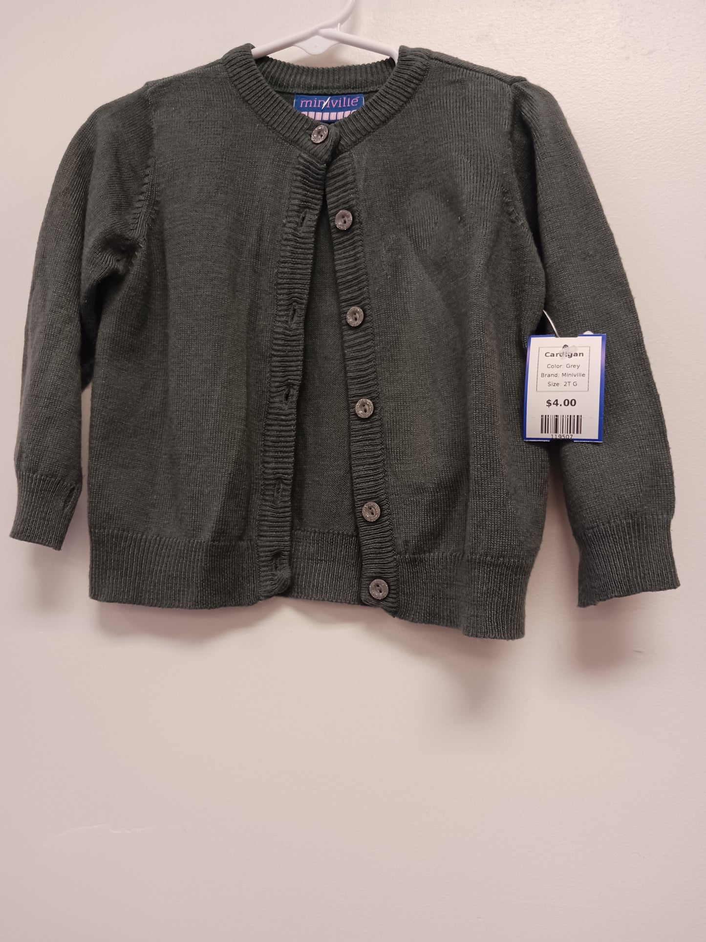 Grey Miniville Cardigan, 2T G