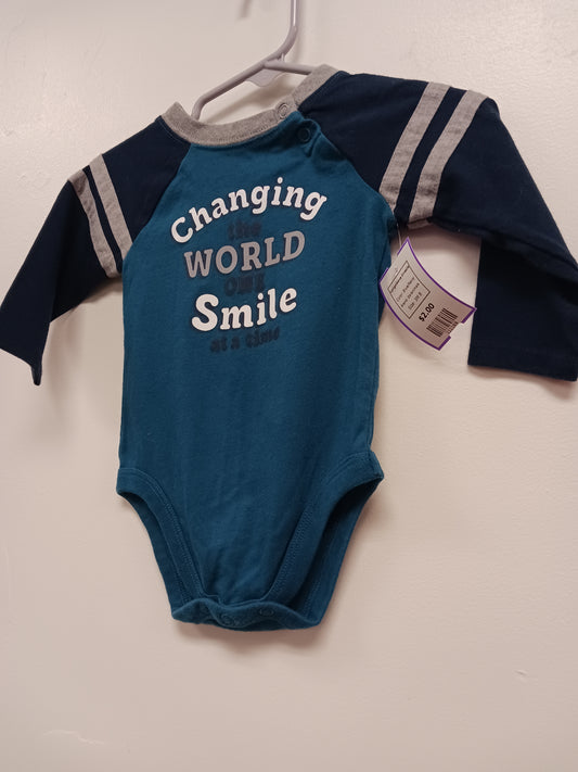 Blue/Navy Garanimals Longsleeve Onesie, 3M B