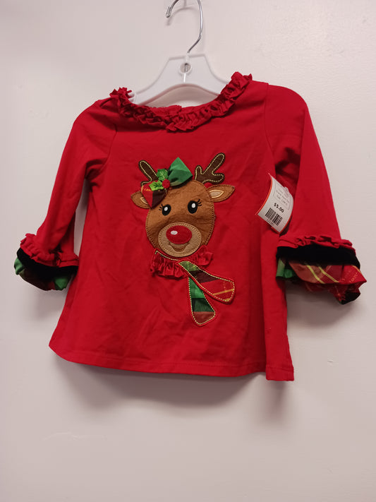 Red Rare Too Long Sleeve Christmas Deer Dress, 12M G