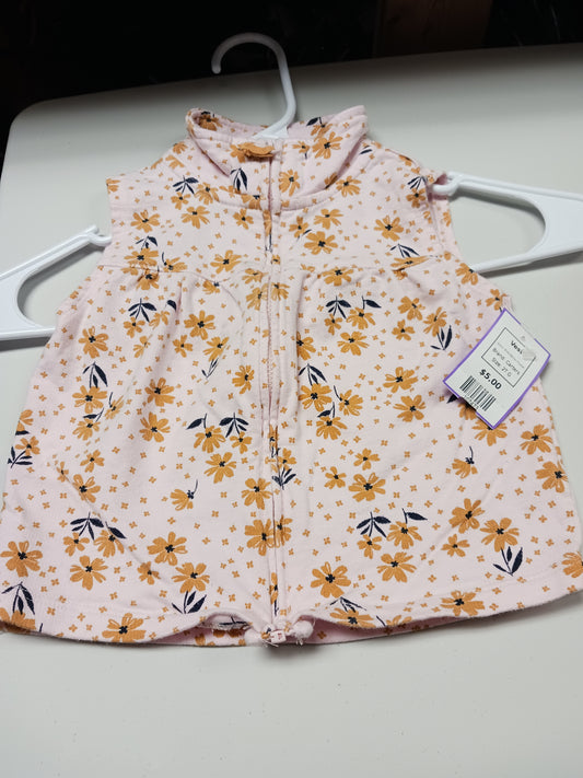 Pink/Yellow Flower Carters Vest, 2T G