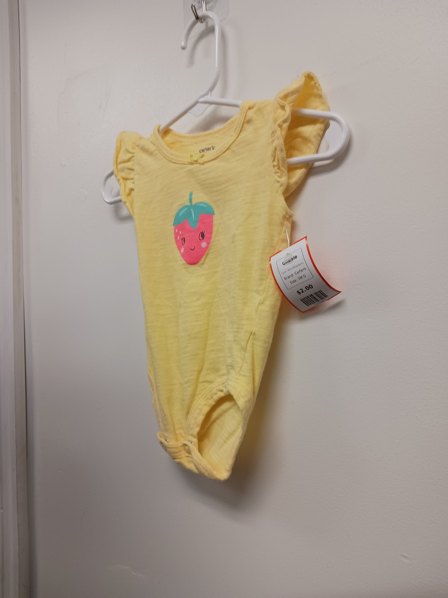 Yellow Strawberry Carters Onesie, 3M G