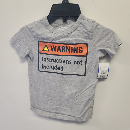 Grey Warning Instructions Not Included OshKosh Shirt, 4T B