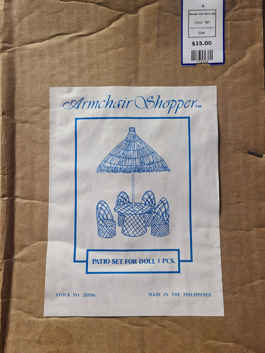 Tan Armchair Shopper Wicker Doll Patio Set