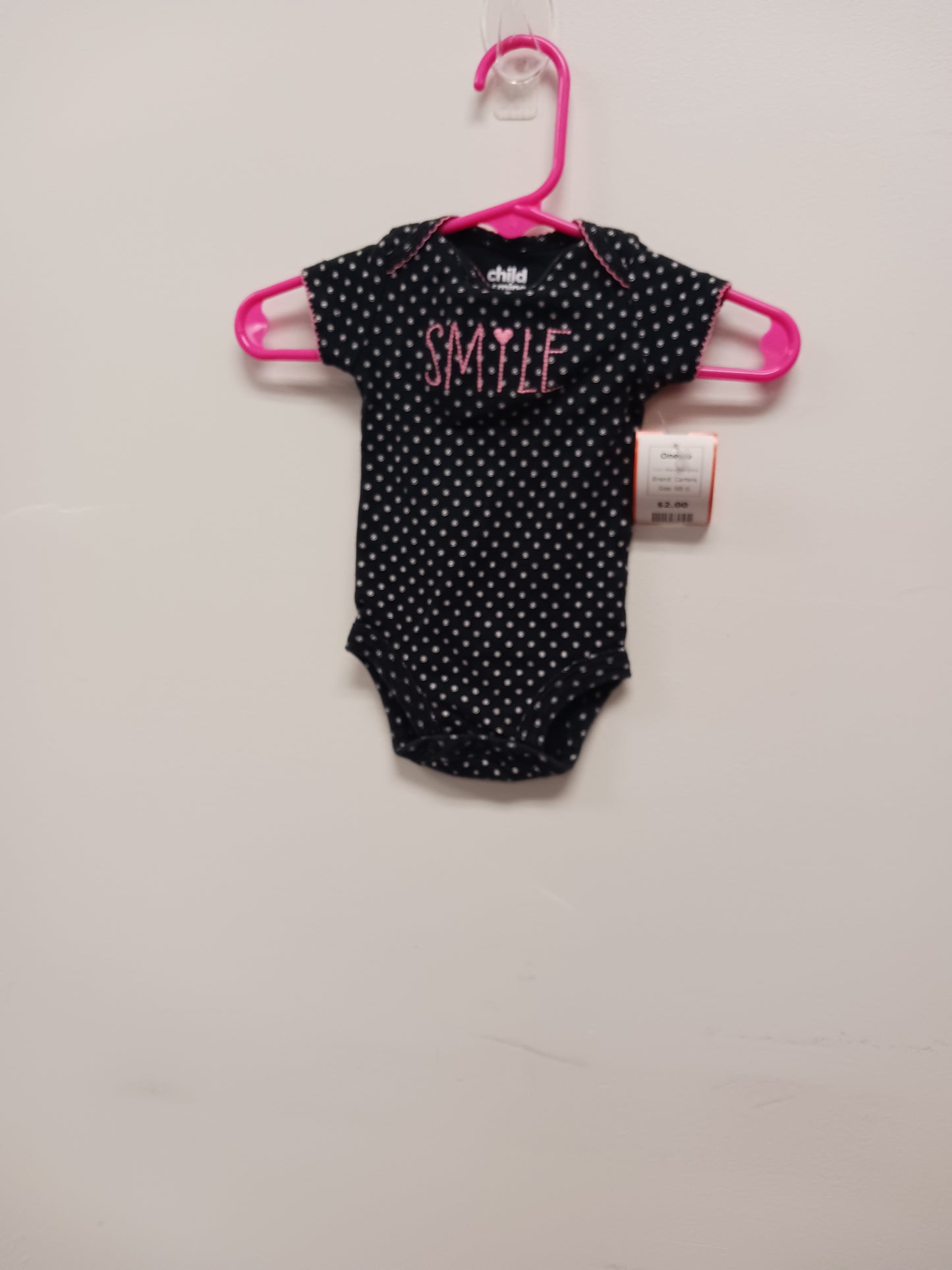 Black/Pink Smile Carters Onesie, NB G
