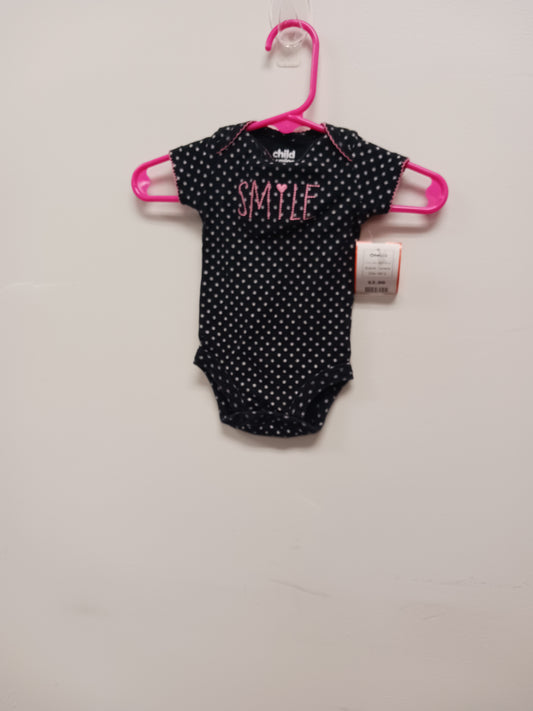 Black/Pink Smile Carters Onesie, NB G