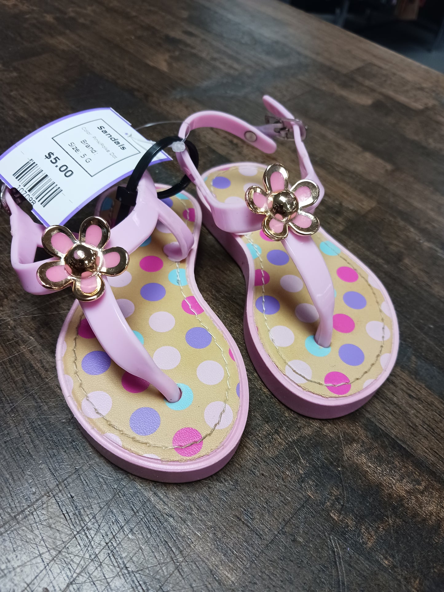 Pink/Polka Dot  Sandals, 5 G