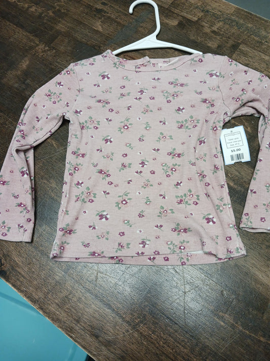 pink Little Lass Long Sleeve Flowered Shirt, 4T G