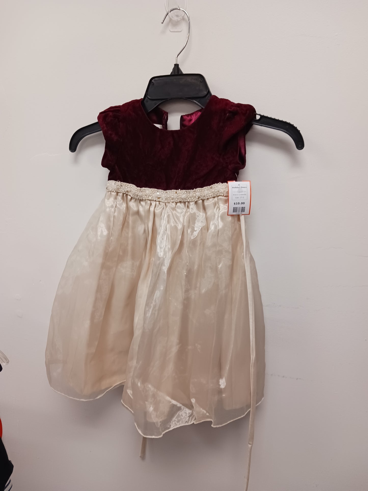 Burgandy/Cream Cinderella Holiday Dress, 2T G