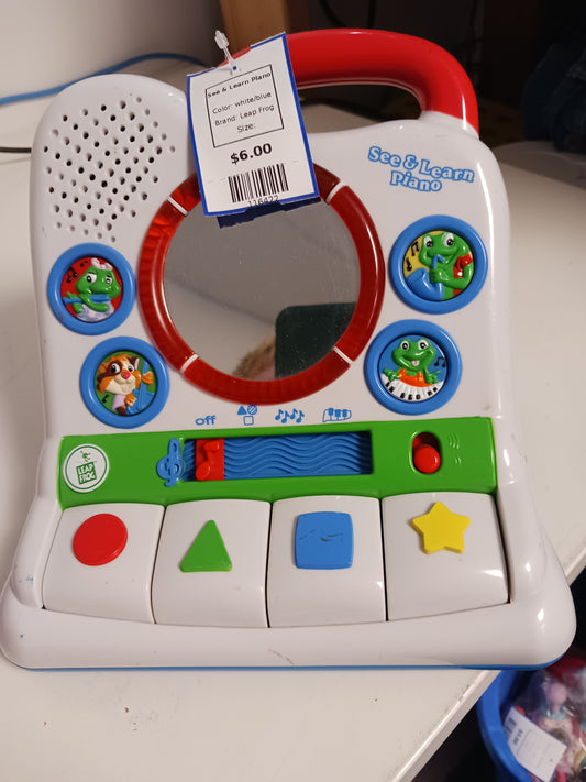 white/blue Leap Frog See & Learn Piano