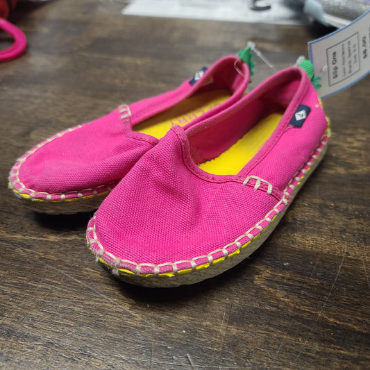 Pink/Yellow Sperrys Slip Ons, 8 G