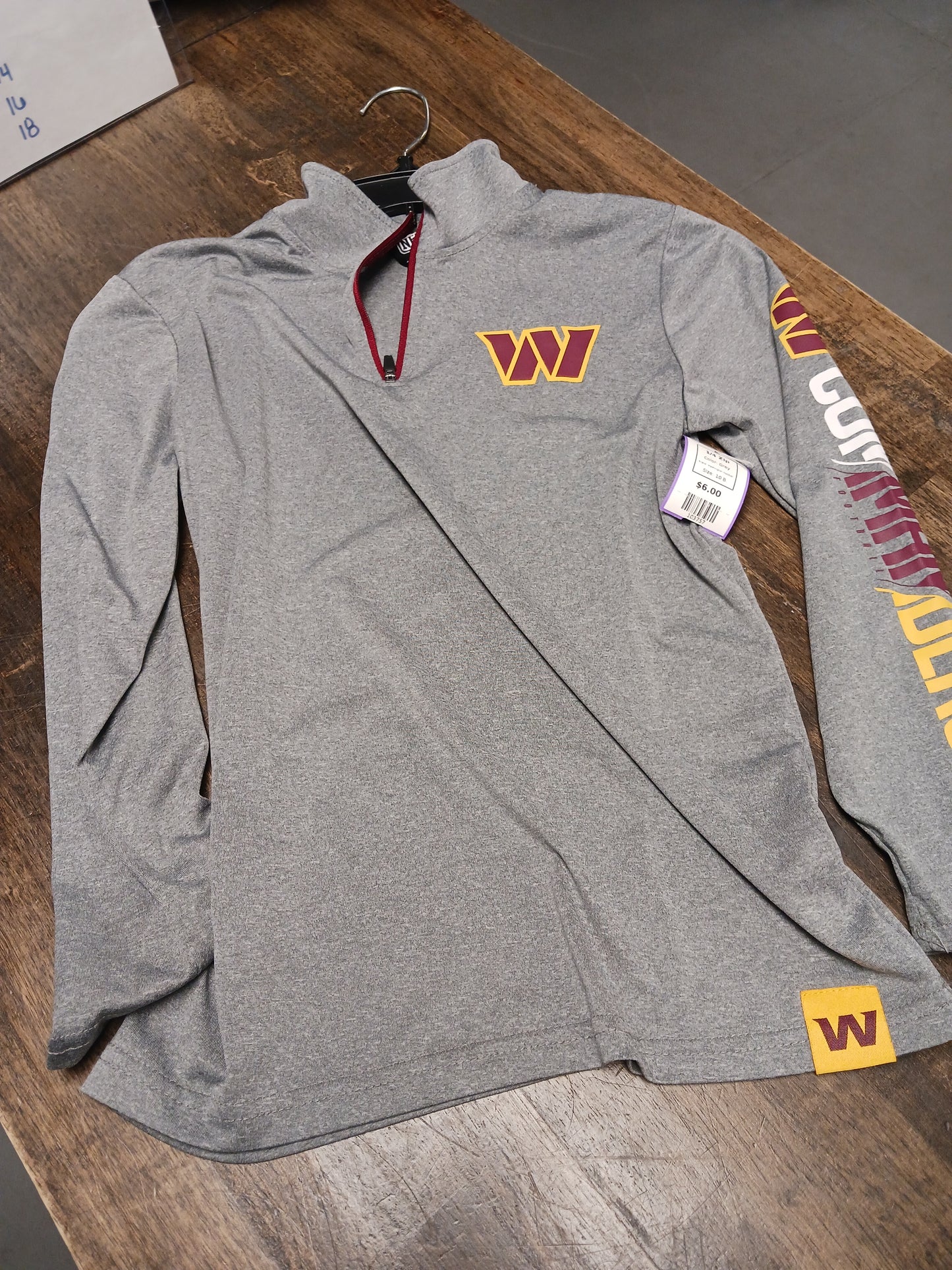 Grey Washington Football 1/4 Zip, 10 B