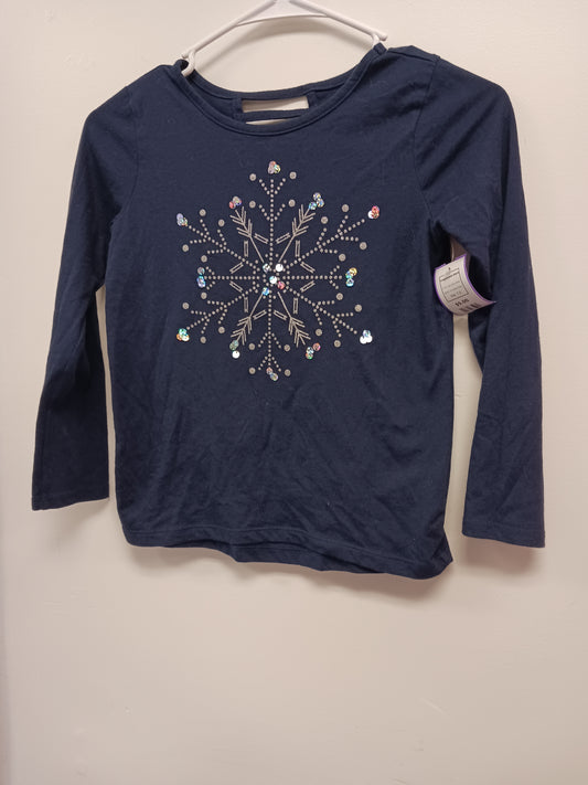 Navy Snowflake Childrens Place Longsleeve Shirt, 7 G