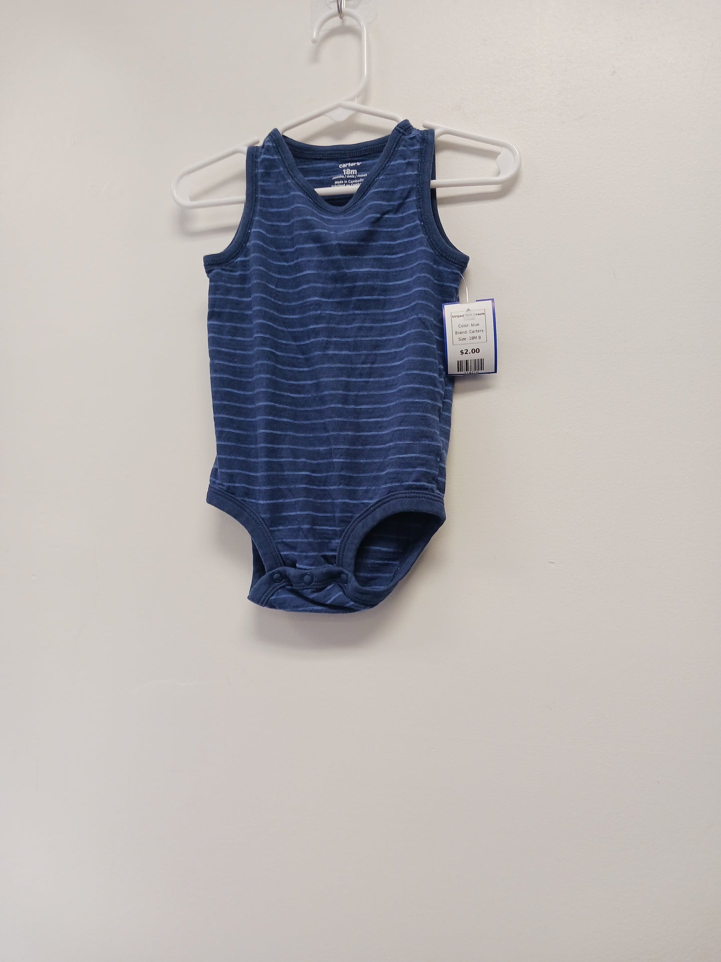 blue Carters Striped Tank Onesie, 18M B