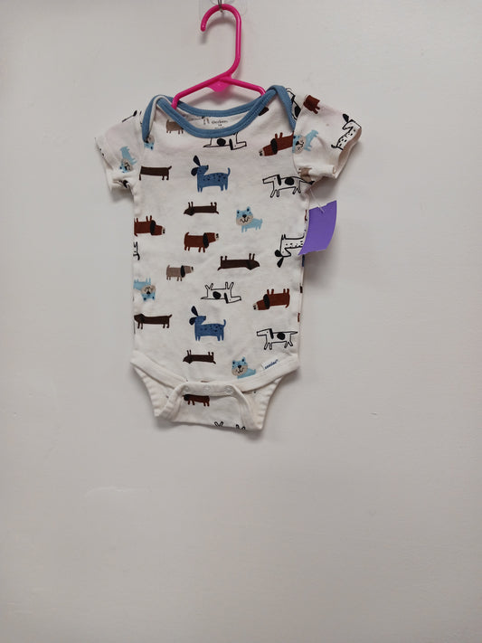 White/Blue Dog Gerber Onesie, 12M B