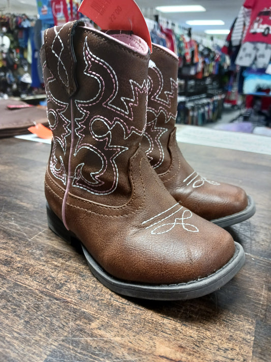Brown/Pink Wonder Nation Cowgirl Boots, 7C G