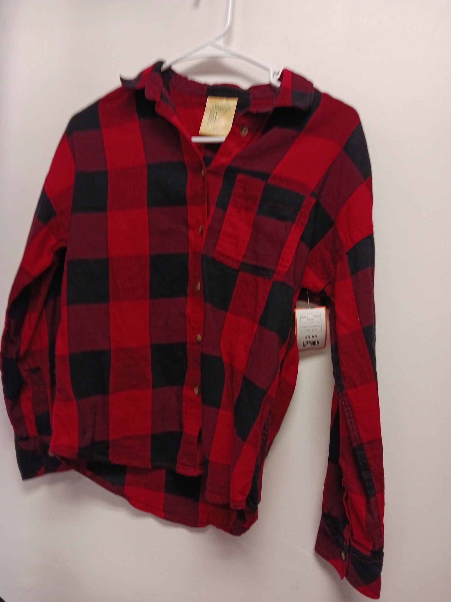 Red/Black Plaid There Abouts Plaid Flannel Shirt, 14 B