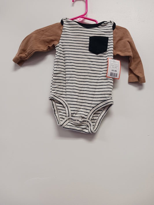 blue/white Carters Long Sleeve Striped Onesie, 6M B