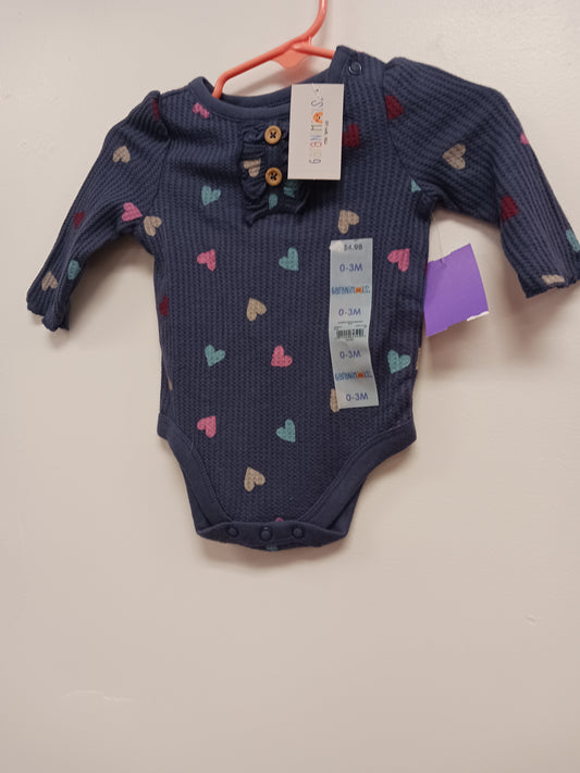 blue Garanimals Long Sleeve Hearts onesie 0-3m, NB G