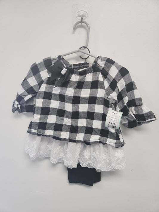 Black/White Plaid Rare Editions Outfit, 12M G