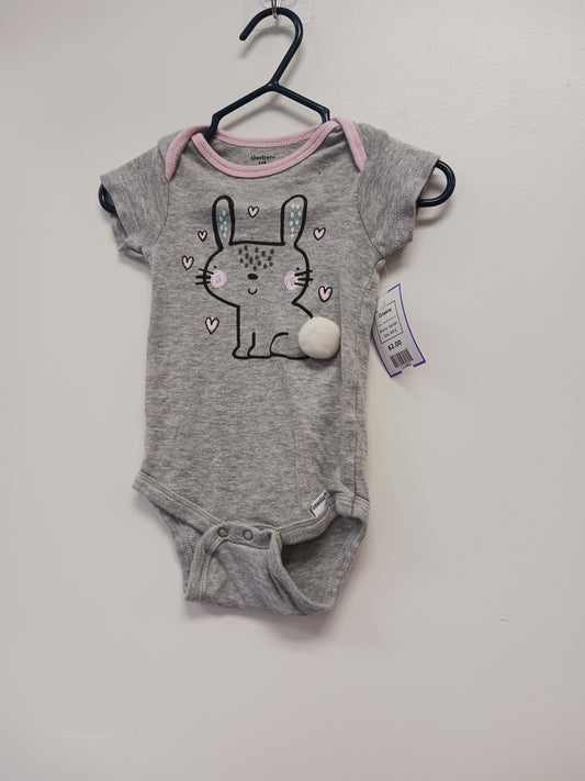 Grey/Pink Bunny Gerber Onesie, 6M G