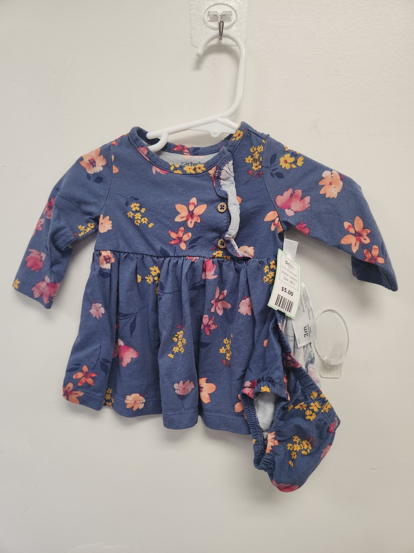 Blue Flower Carters Dress, 3M G