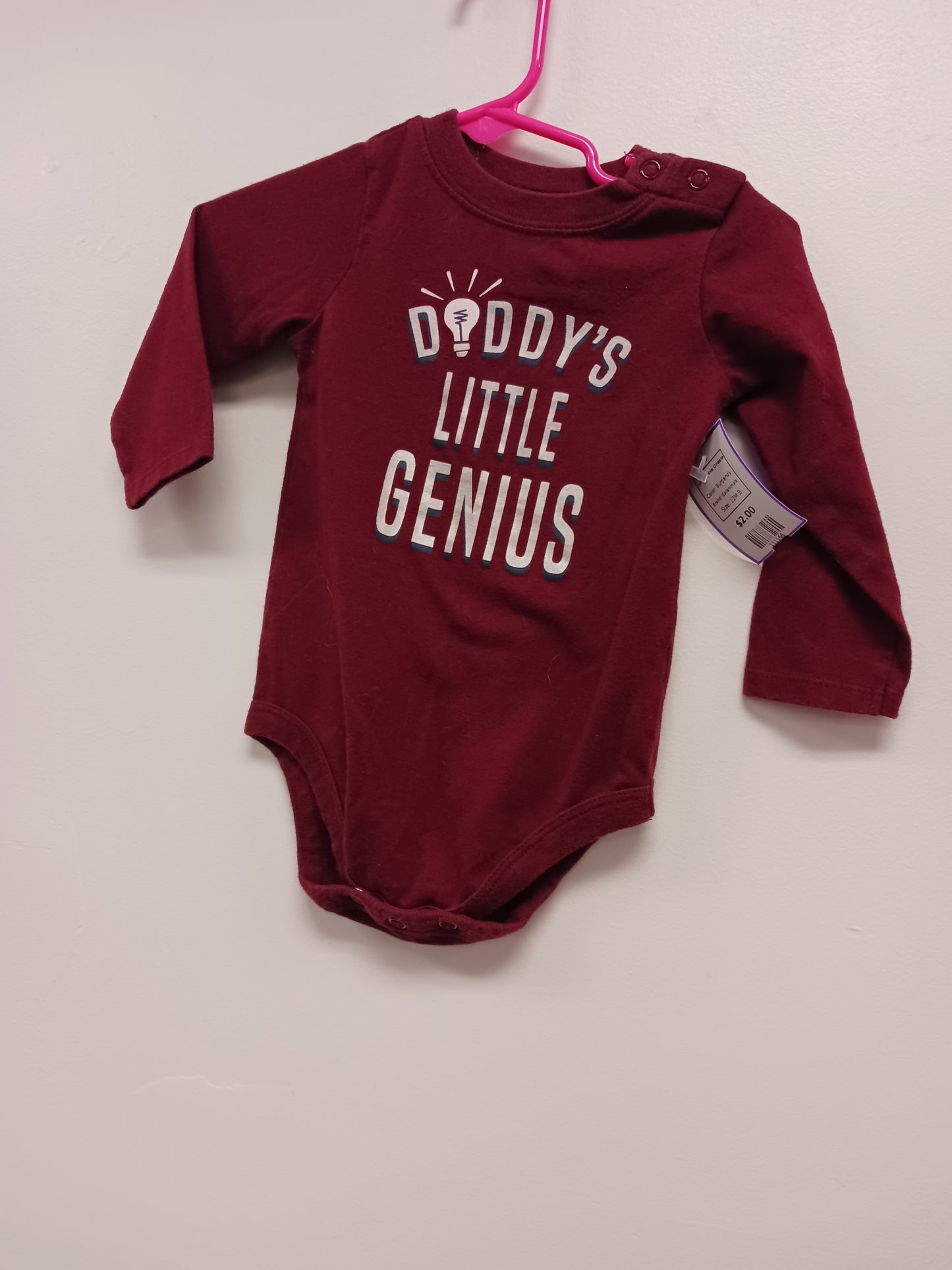 Burgandy Garanimals Longsleeve Onesie, 12M B