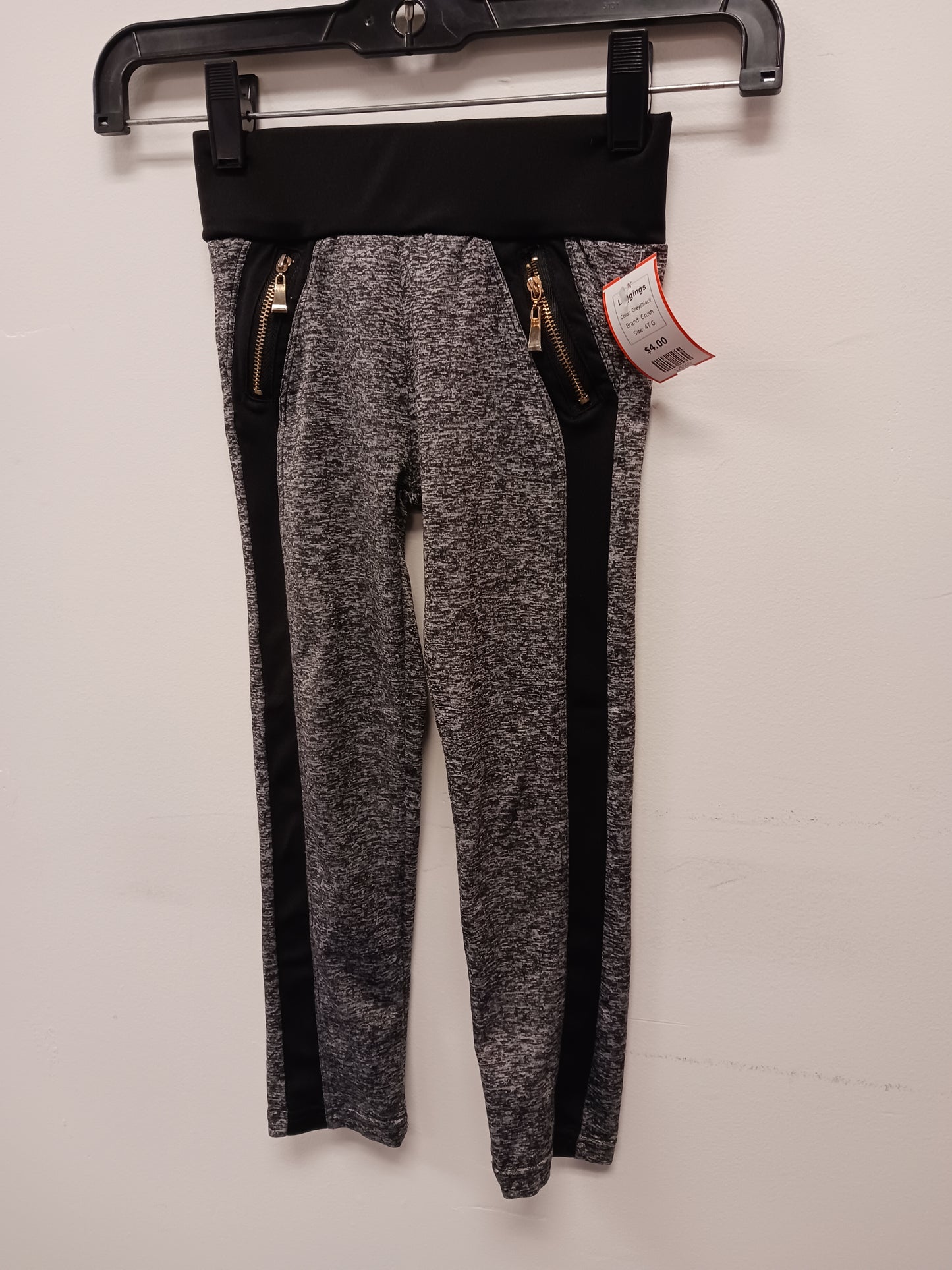 Grey/Black Crush Leggings, 4T G