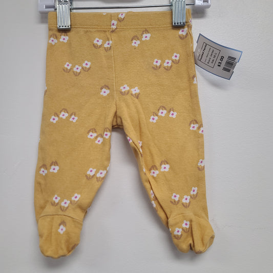 Yellow Flower Gerber Footed Pants, NB G