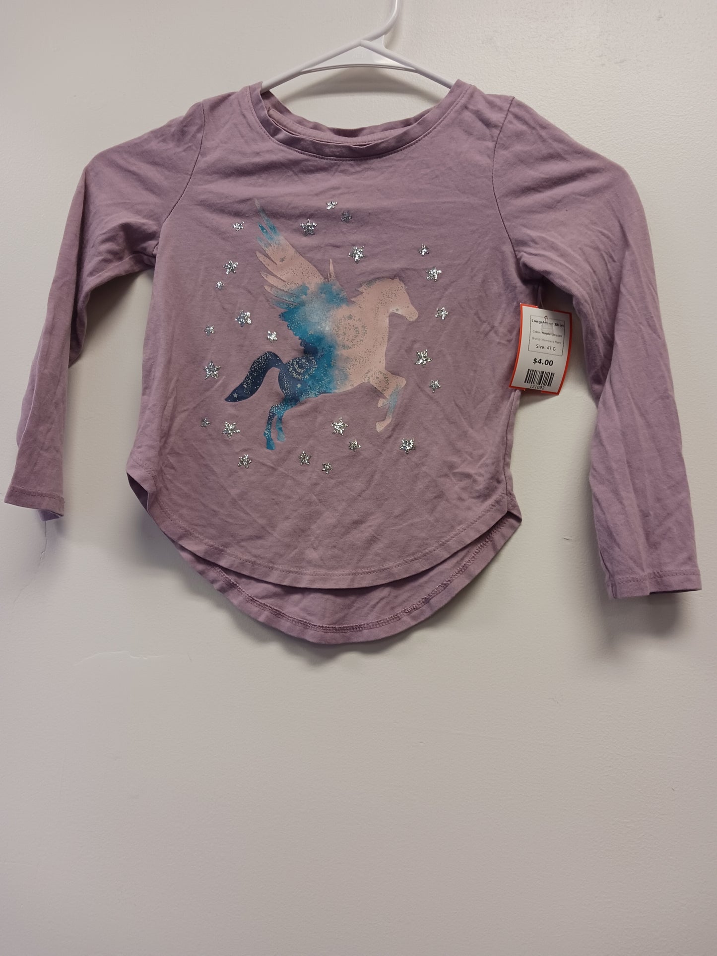 Purple Unicorn Members Mark Longsleeve Shirt, 4T G