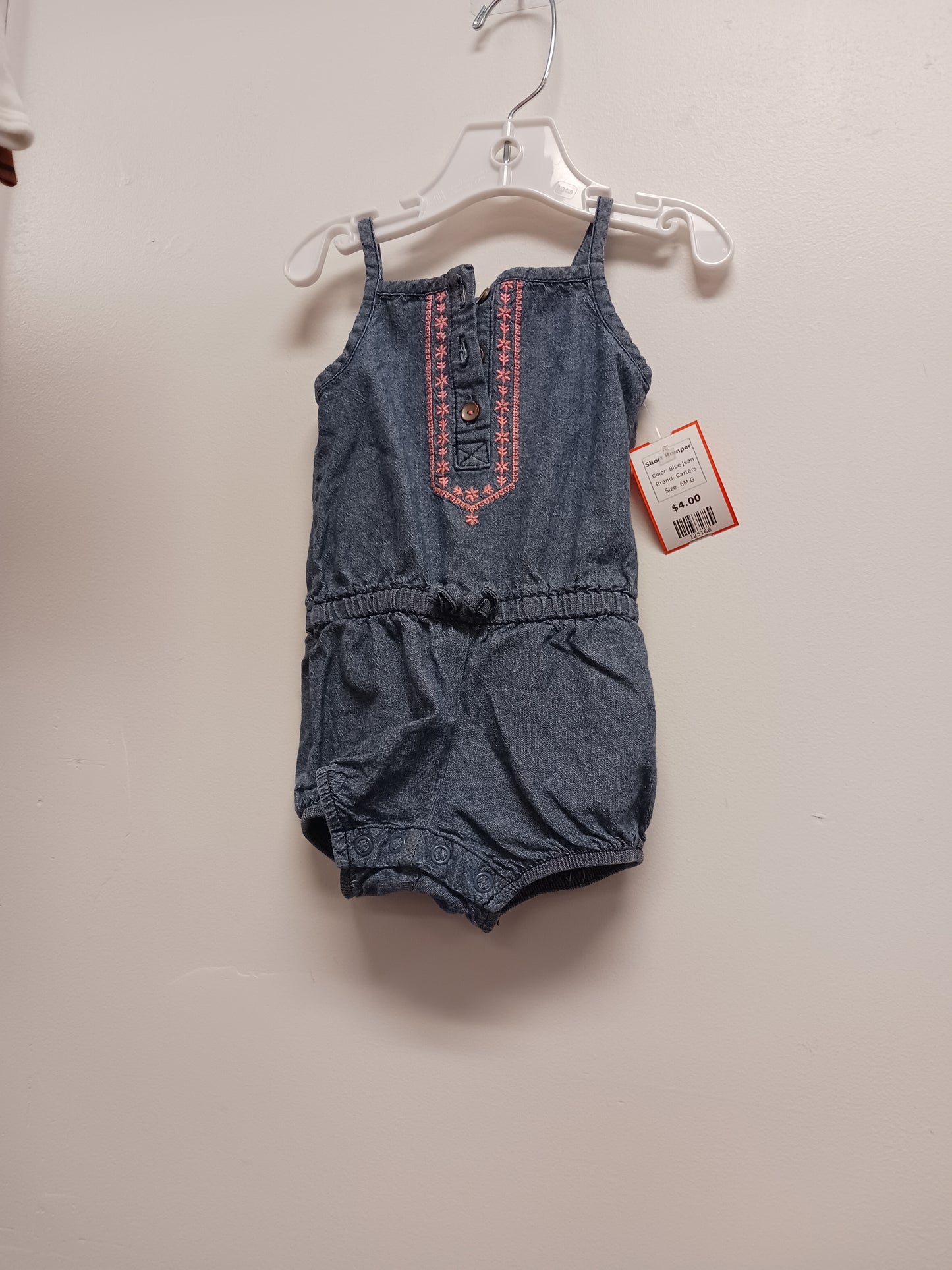 Blue Jean Carters Short Romper, 6M G