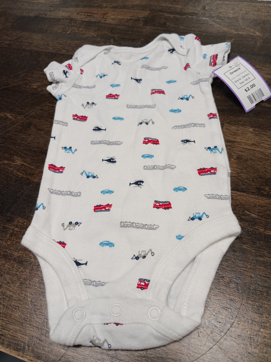 White Firetruck Carters Onesie, NB B