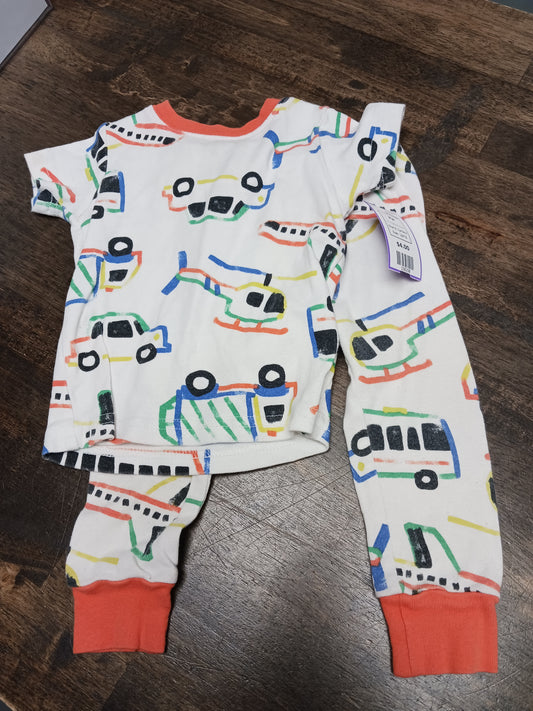 White/Colorful Airplane Carters Pjs, 12M B