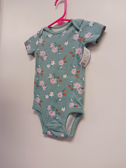 Green/Pink Flower Carters Onesie, 12M G
