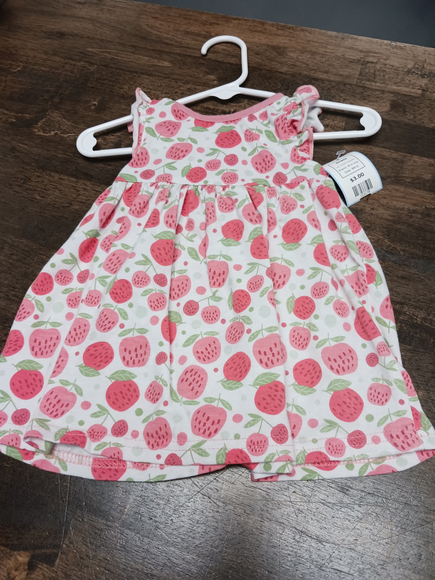 White/Pink Strawberry Mini Hop Dress, 9M G