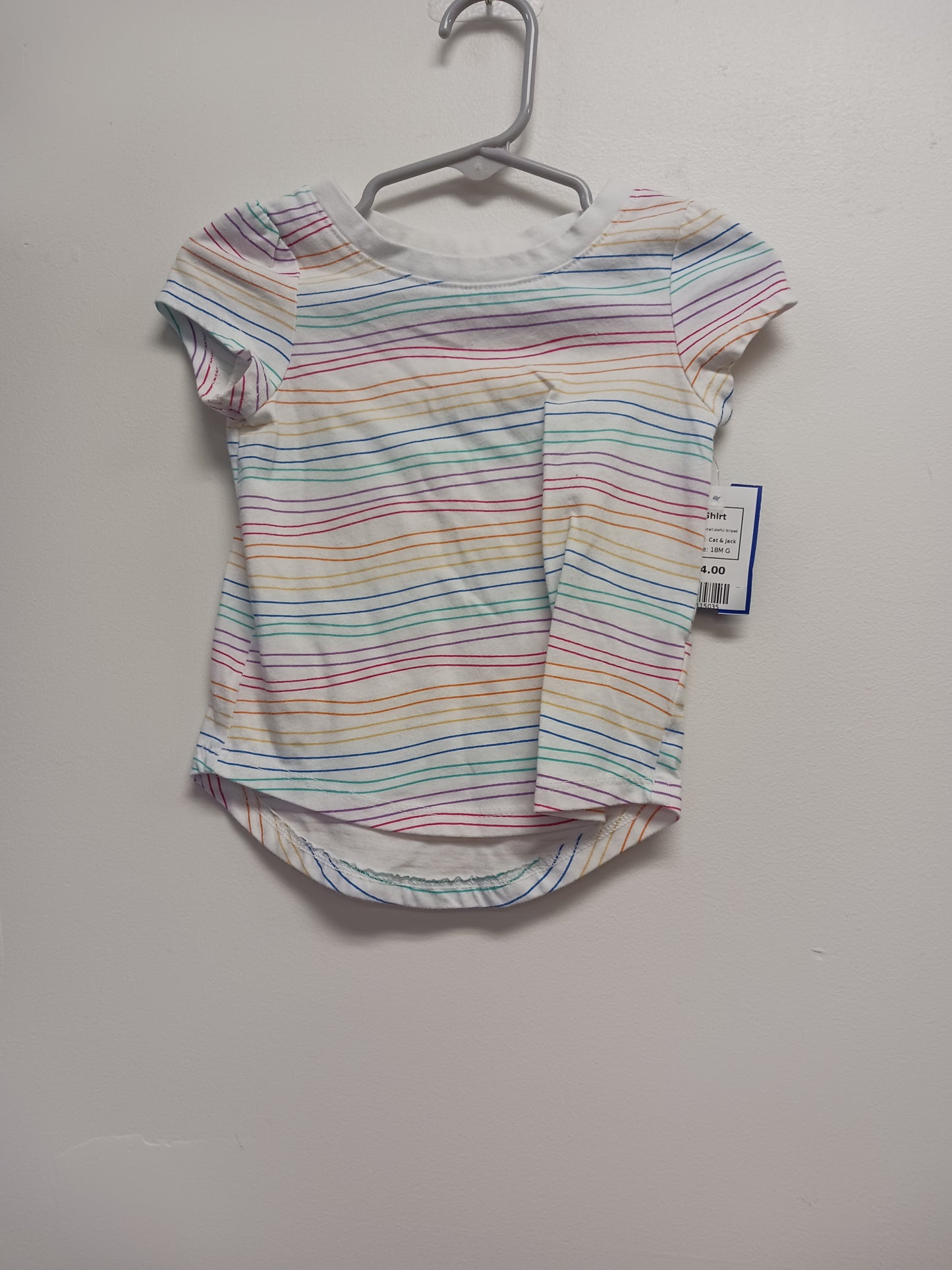 White/Colorful Striped Cat & Jack Shirt, 18M G