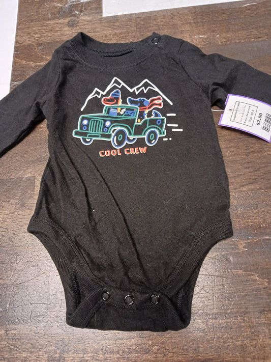 Black Cool Crew Garanimals Longsleeve Onesie, NB B