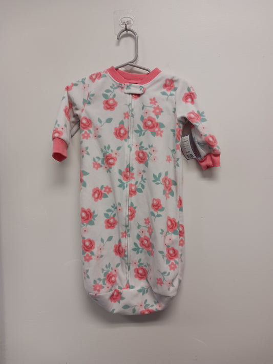 White/Pink Flower Carters Sleepsack, NB G