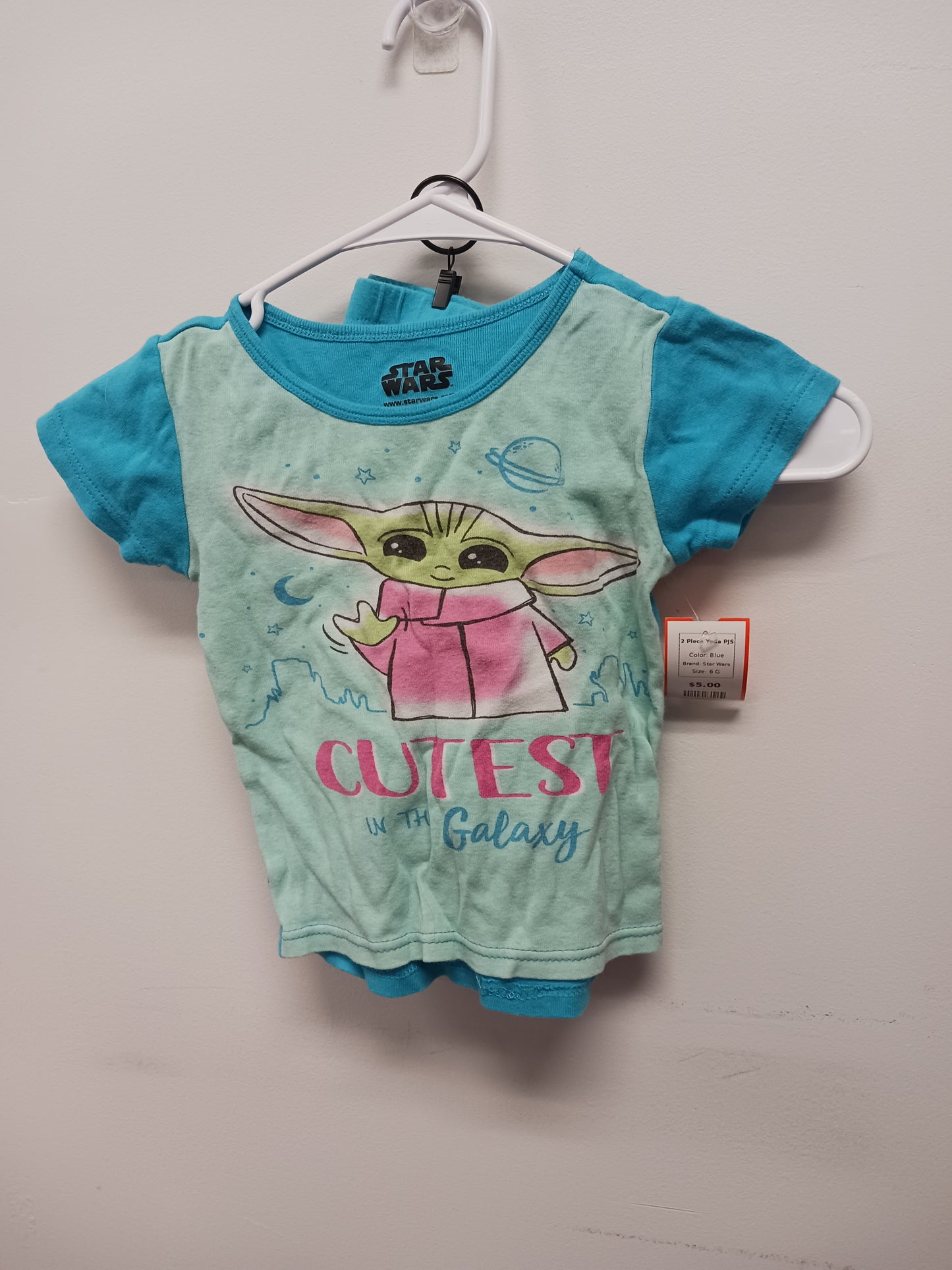 Blue Star Wars 2 Piece Yoda PJS, 6 G