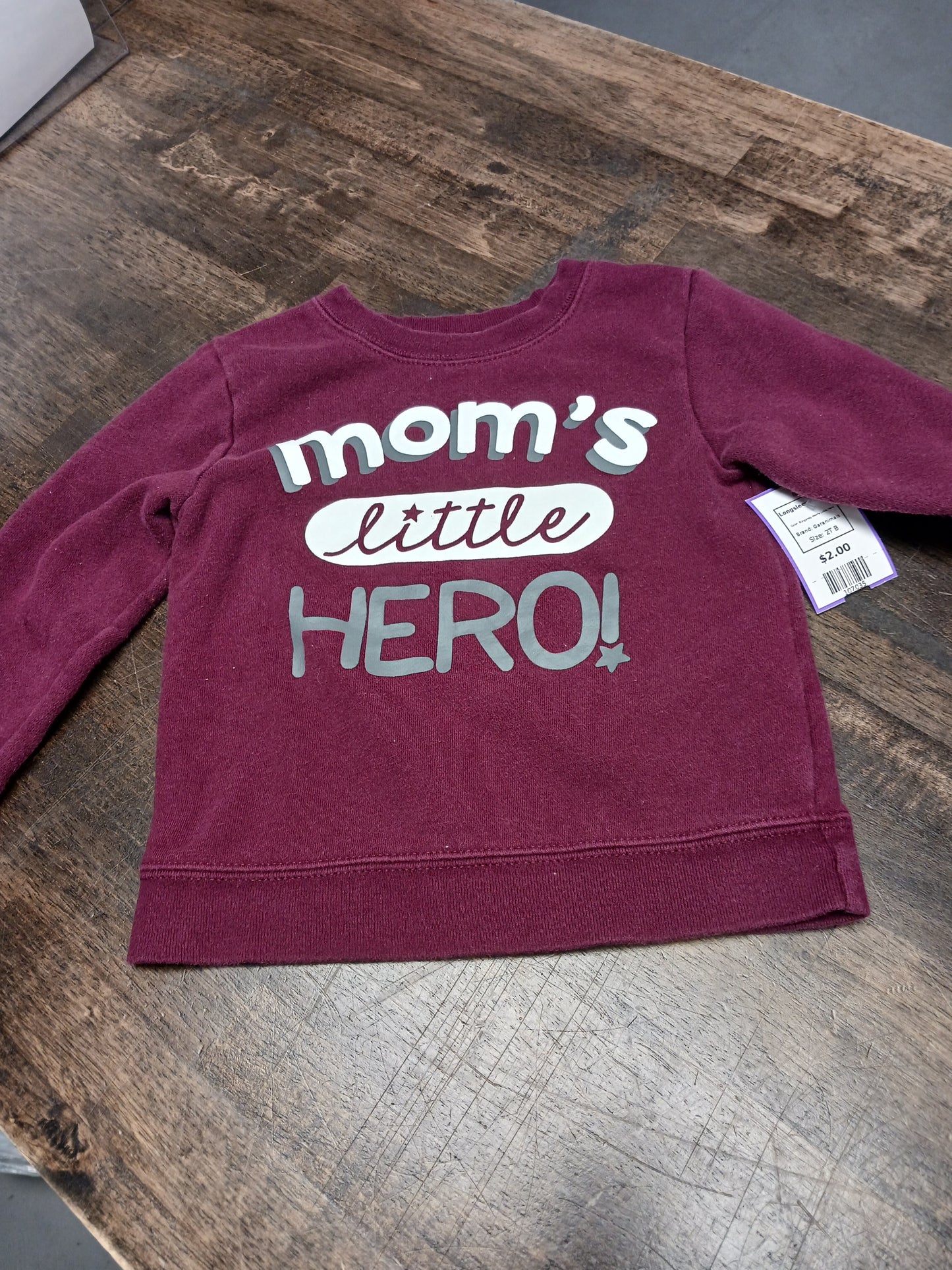 Burgandy Moms Little Hero Garanimals Longsleeve Shirt, 2T B