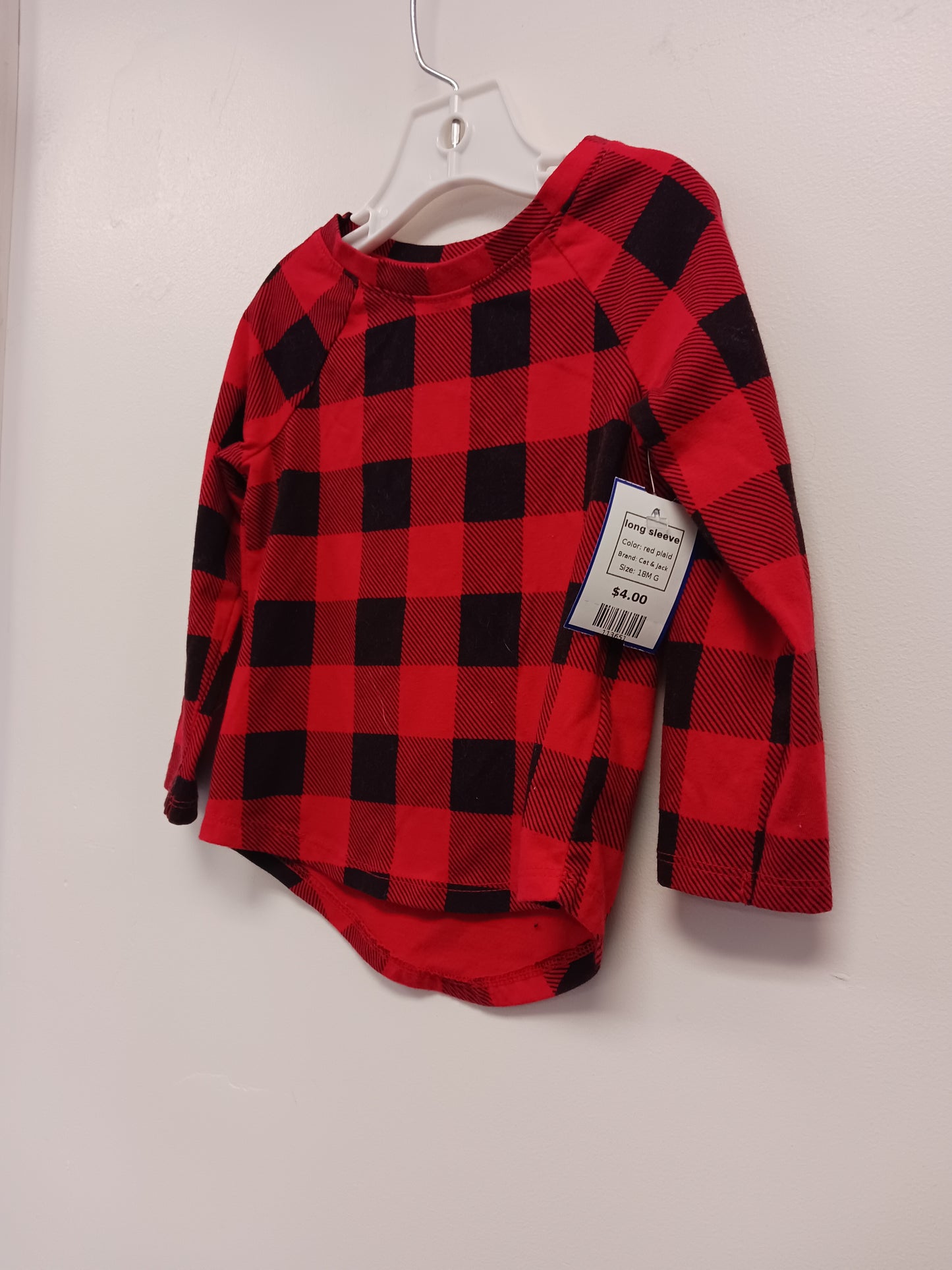 red plaid Cat & Jack long sleeve, 18M G