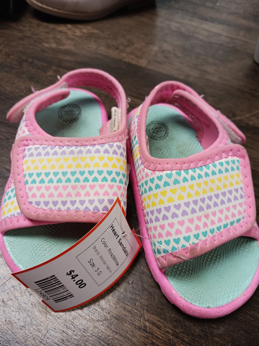Pink/White Wonder Nation Heart Sandals, 5 G