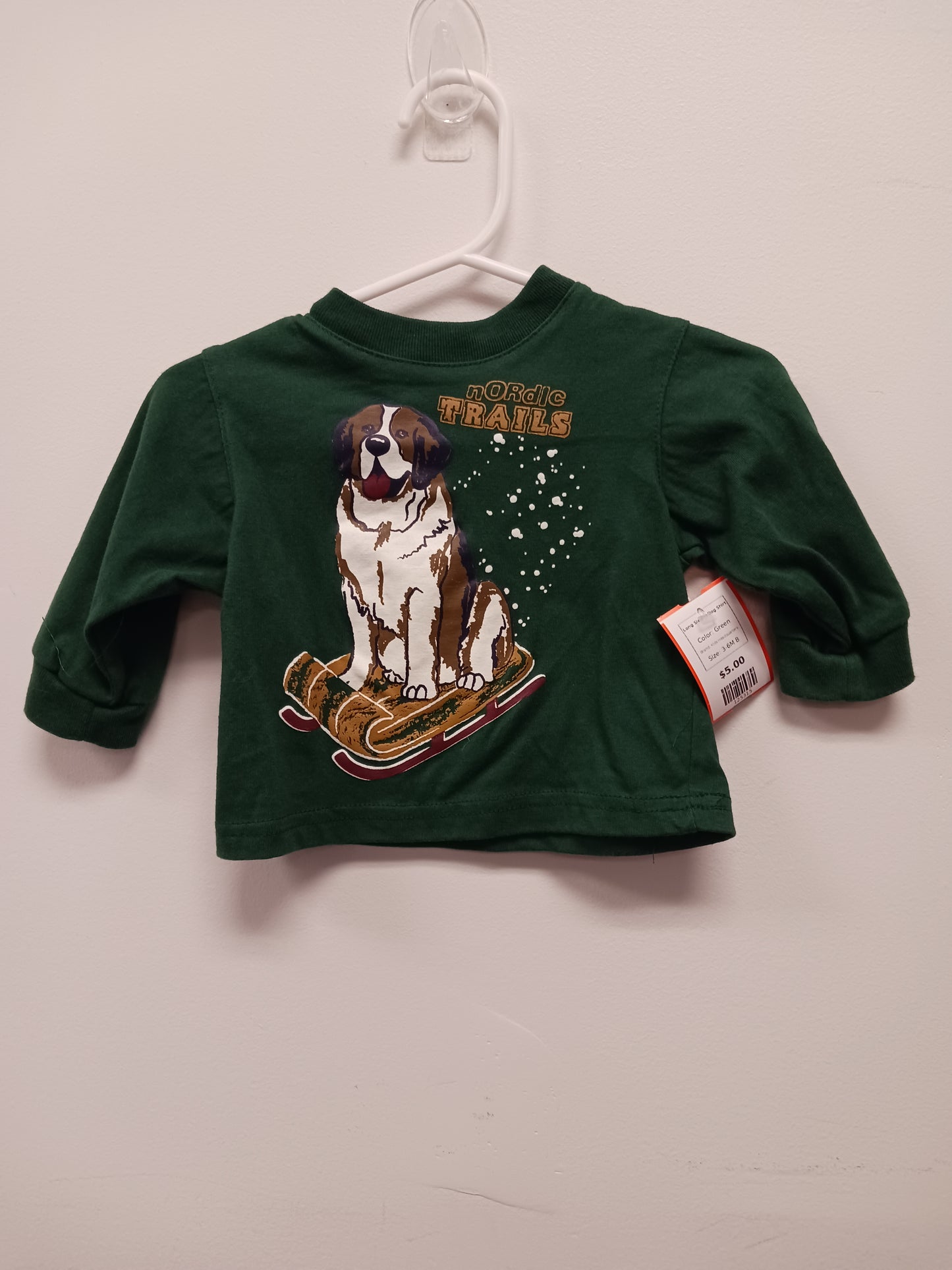 Green Kids Headquarters Long Sleeve Dog Shirt, 3-6M B