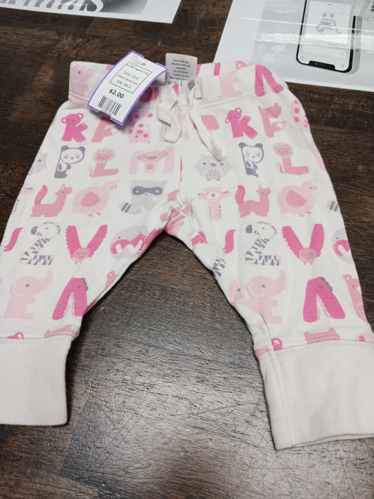 pink Garanimals Animal Joggers 0-3m, NB G